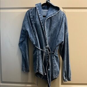 Hooded Denim Blue Women's Jacket Size OS